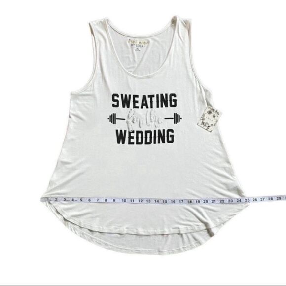 LDLA Bridal Sweating For The Wedding White & Silver Metallic Barbell Tank Top XL - Picture 9 of 10
